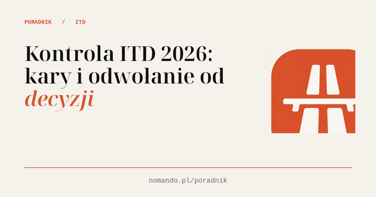 Kontrola ITD 2026: kary i odwołanie od decyzji